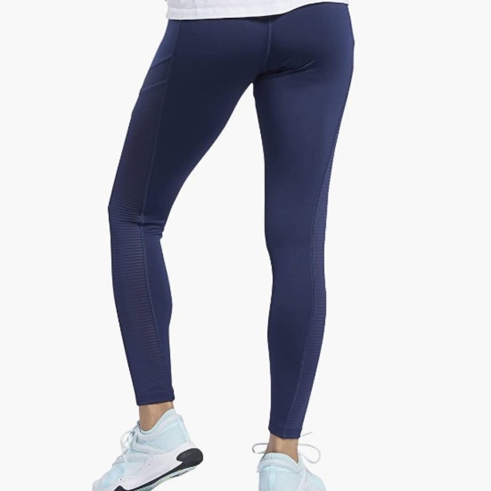 Core 10 by Reebok Women's Mesh Cutout Leggings, Vector Navy, Medium - Picture 5 of 7